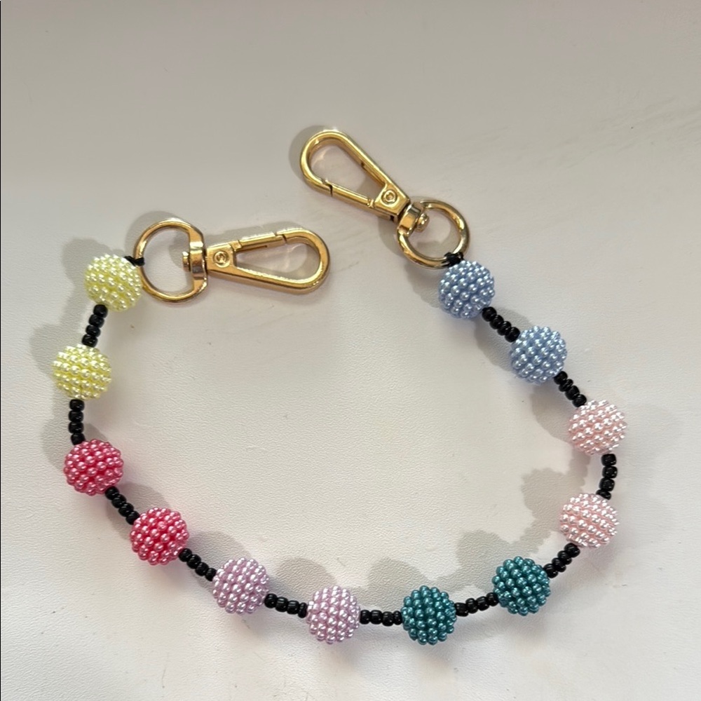 Colorful Beaded Bag charm with Gold Clasps